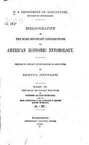 Cover of: Bibliography of the More Important Contributions to American Economic ... by United States. Bureau of Entomology., Nathan Banks, Samuel Henshaw