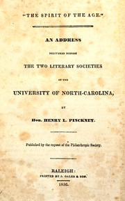 Cover of: "The spirit of the age": an address delivered before the two literary societies of the University of North Carolina