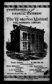 Cover of: Twenty-eighth financial statement of the Waterloo Mutual Fire Insurance Company: total assets $280,784.00 ...