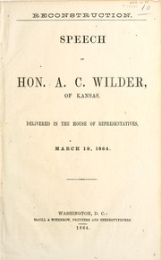 Cover of: Reconstruction | A. C. Wilder