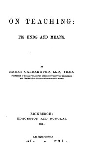 Cover of: On teaching: its ends and means