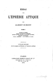 Cover of: Essai sur l'éphébie attique by Par Albert Dumont ...