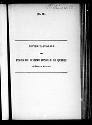 Cover of: Lettre pastorale des pères du sixième concile de Québec: Québec, 26 mai 1878