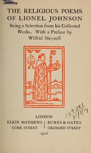 Cover of: The religious poems by Lionel Pigot Johnson