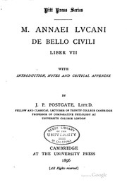 Cover of: M. Annaei Lvcani De bello civili liber VII: with introduction, notes and ...