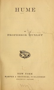 Cover of: Hume by Thomas Henry Huxley
