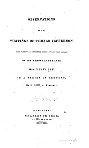 Cover of: Observations on the writings of Thomas Jefferson by Lee, Henry