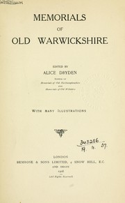 Cover of: Memorials of old Warwickshire
