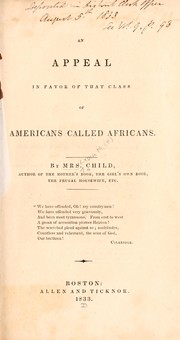 Cover of: An appeal in favor of that class of Americans called Africans. by l. maria child