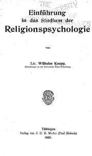 Cover of: Einführung in das Studium der Religionspsychologie