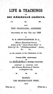 Cover of: Life and teachings of Sri Rāmānujā Chārya by Em. Bi Srīnivāsa Ayyangār