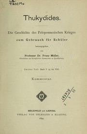 Cover of: Die Geschichte des Peloponnesischen Kriefes zum Gebrauch für Schüler