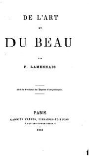 Cover of: De l'art et du beau by Félicité Robert de Lamennais
