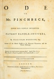 Cover of: Ode to Mr. Pinchbeck upon his newly invented patent candle-snuffers