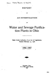 Cover of: Report of an Investigation of Water and Sewage Purification Plant in Ohio ...