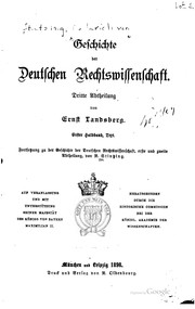 Cover of: Geschichte der deutschen Rechtswissenschaft by R. von Stintzing, Ernst Landsberg