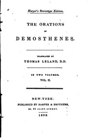 Cover of: The Orations of Demosthenes by Demosthenes, Aeschines, Dinarchus