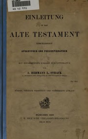 Cover of: Einleitung in das alte Testament einschliesslich apokryphen und ...
