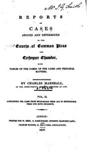 Cover of: Reports of Cases Argued and Determined in the Court of Common Pleas [1813-1816]: With Tables of ...