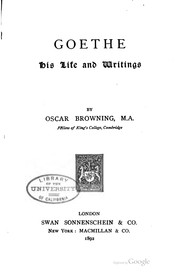 Cover of: Goethe by Oscar Browning