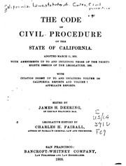 Cover of: The Code of Civil Procedure of the State of California: Adopted March 11 ...