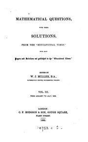 Cover of: Mathematical Questions with Their Solutions, from the "Educational Times"...