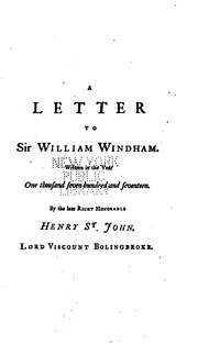 Cover of: A Letter to Sir William Windham: II. Some Reflections on the Present State of the Nation. III. A ...