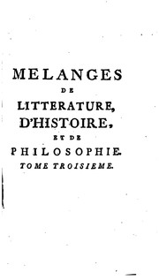 Cover of: Melanges de litterature, d'histoire, et de philosophie