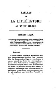 Cover of: Cours de littérature française: tableau de la littérature au XVIIIe siècle