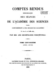 Cover of: Comptes rendus hebdomadaires des séances de l'Académie des sciences by Académie des sciences (France)