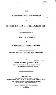 The Mathematical Principles of Mechanical Philosophy: And Their Application .. by John Henry Pratt