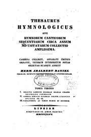 Cover of: Thesaurus hymnologicus sive hymnorum canticorum sequentiarum by Hermann Adalbert Daniel
