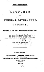 Cover of: Lectures on General Literature, Poetry, &c., Delivered at the Royal Institution in 1830 and 1831