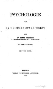 Cover of: Psychologie vom empirischen Standpunkt. by Franz Brentano