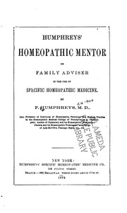 Cover of: Humphreys' Homeopathic mentor, or Family adviser in the use of specific homeopathic medicine