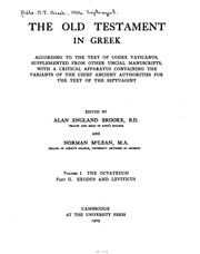 Cover of: The Old Testament in Greek, according to the text of Codex Vaticanus ... by Alan England Brooke , Norman McLean, Henry St. John Thackeray