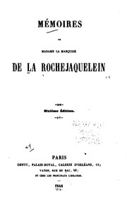 Cover of: Mémoires de Madame la marquise de la Rochejaquelein