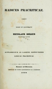 Cover of: Radices prâcriticae by Nikolaus Delius
