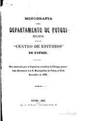 Cover of: Monografia del Departamento de Potosi(bolivia) por el"centro de Estudios" de ... by 