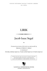 Cover of: Liriḳ by Segal, Jacob Isaac