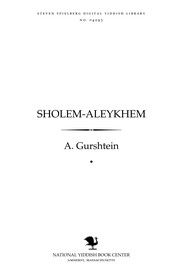Cover of: Sholem-Aleykhem: Zayn lebn un shafn