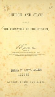 Cover of: Church and state as seen in the formation of Christendom