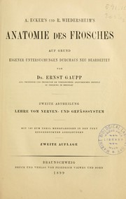 Cover of: Anatomie des Frosches by Alexander Ecker, Alexander Ecker