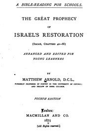 Cover of: The Great Prophecy of Israel's Restoration: Isaiah, Chapters 40-66