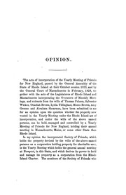 Cover of: Opinion Upon Certain Portions of the Act Incorporating the "Yearly Meeting of Friends for New ... by Thomas Allen Jenckes