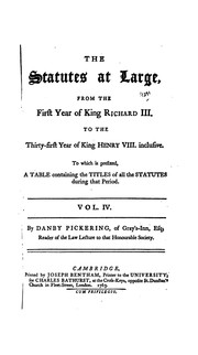 Cover of: The Statutes at Large: From Magna Charta to ... 1869 ...