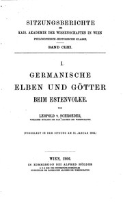 Cover of: Germanische Elben und Götter beim Estenvolke by Leopold von Schroeder