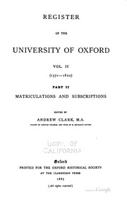 Cover of: Register of the University of Oxford.