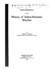 Cover of: Prolegomena to the history of Italico-Romanic rhythm by Thomas Fitz-Hugh