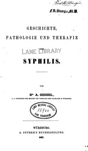 Cover of: Geschichte, Pathologie und Therapie der Syphilis